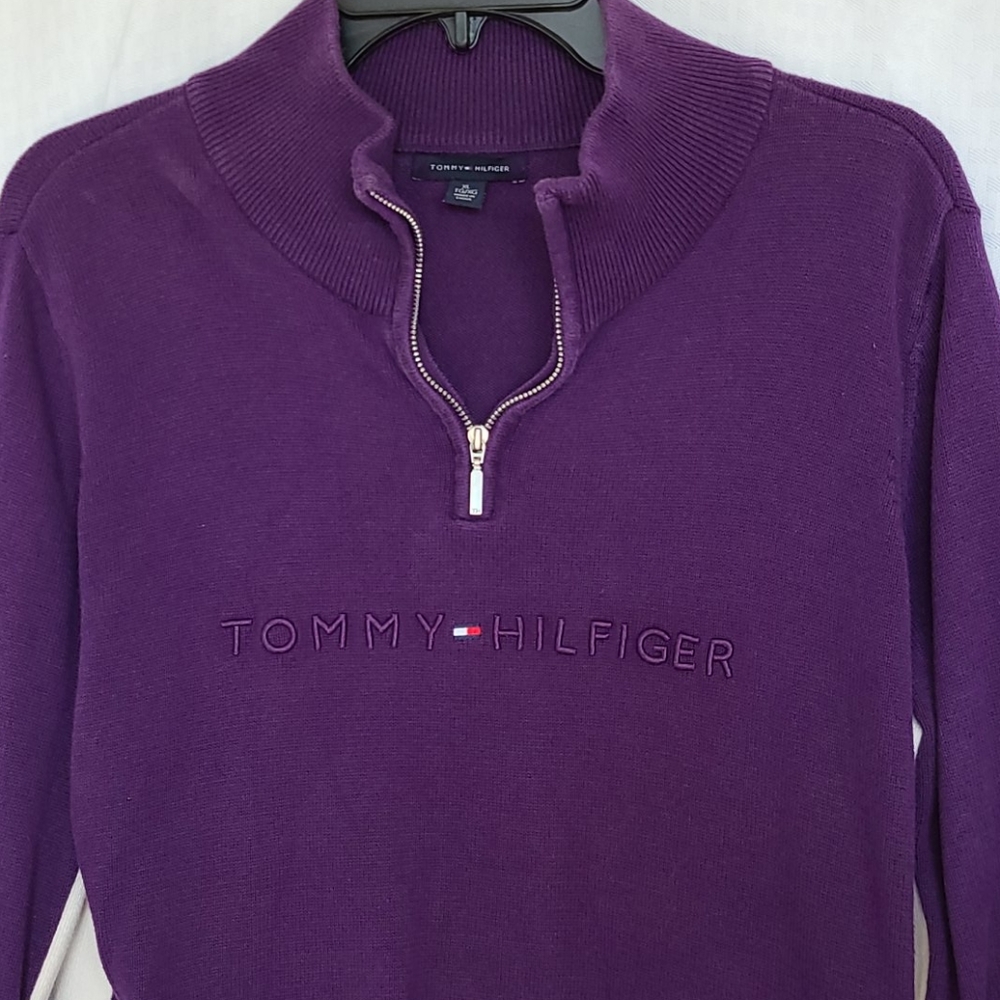 Tommy Hilfiger Purple Sweater Zip V Size XL